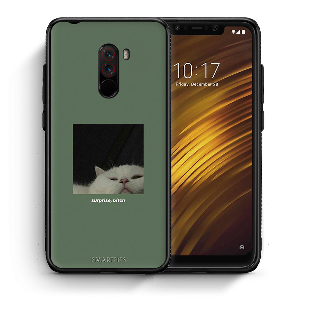 Θήκη Xiaomi Pocophone F1 Bitch Surprise από τη Smartfits με σχέδιο στο πίσω μέρος και μαύρο περίβλημα | Xiaomi Pocophone F1 Bitch Surprise case with colorful back and black bezels