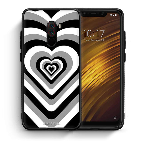 Θήκη Xiaomi Pocophone F1 Black Hearts από τη Smartfits με σχέδιο στο πίσω μέρος και μαύρο περίβλημα | Xiaomi Pocophone F1 Black Hearts case with colorful back and black bezels