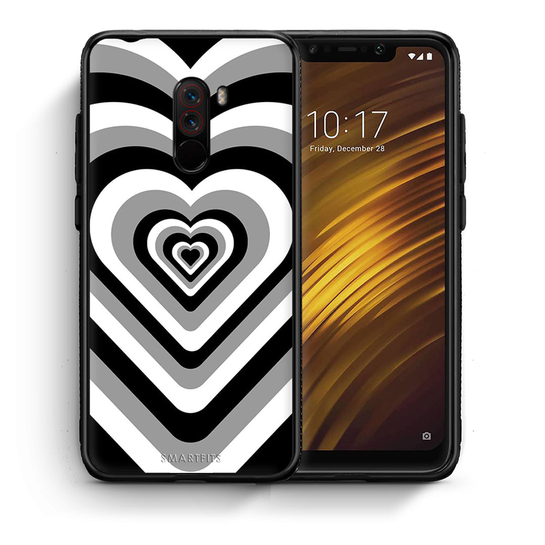 Θήκη Xiaomi Pocophone F1 Black Hearts από τη Smartfits με σχέδιο στο πίσω μέρος και μαύρο περίβλημα | Xiaomi Pocophone F1 Black Hearts case with colorful back and black bezels