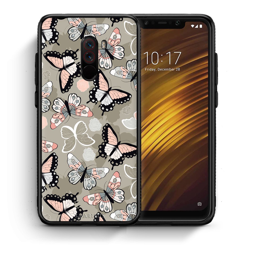 Θήκη Xiaomi Pocophone F1 Butterflies Boho από τη Smartfits με σχέδιο στο πίσω μέρος και μαύρο περίβλημα | Xiaomi Pocophone F1 Butterflies Boho case with colorful back and black bezels