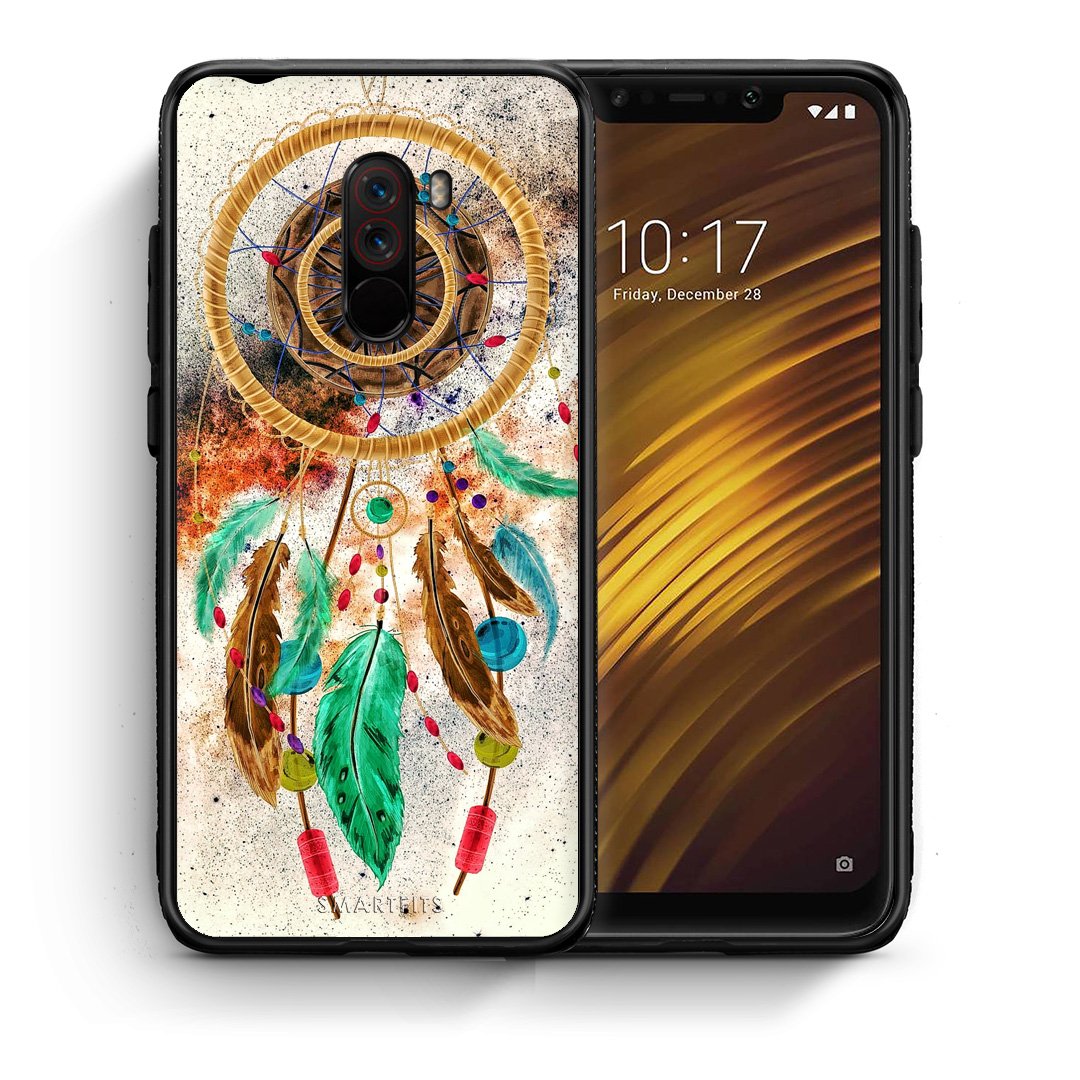 Θήκη Xiaomi Pocophone F1 DreamCatcher Boho από τη Smartfits με σχέδιο στο πίσω μέρος και μαύρο περίβλημα | Xiaomi Pocophone F1 DreamCatcher Boho case with colorful back and black bezels