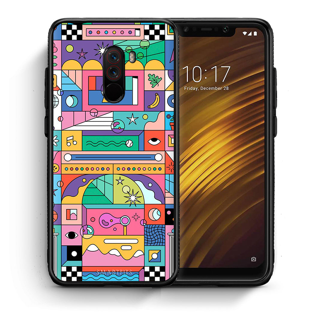 Θήκη Xiaomi Pocophone F1 Bubbles Soap από τη Smartfits με σχέδιο στο πίσω μέρος και μαύρο περίβλημα | Xiaomi Pocophone F1 Bubbles Soap case with colorful back and black bezels