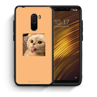 Thumbnail for Θήκη Xiaomi Pocophone F1 Cat Tongue από τη Smartfits με σχέδιο στο πίσω μέρος και μαύρο περίβλημα | Xiaomi Pocophone F1 Cat Tongue case with colorful back and black bezels