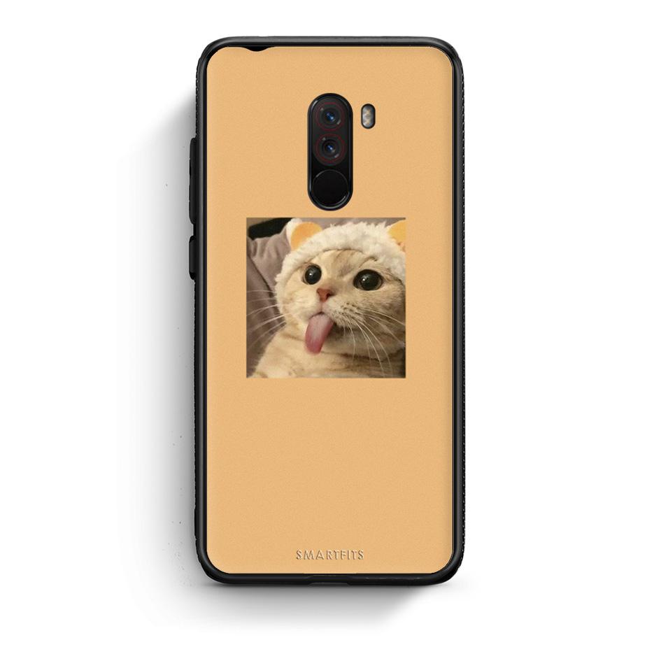 Xiaomi Pocophone F1 Cat Tongue θήκη από τη Smartfits με σχέδιο στο πίσω μέρος και μαύρο περίβλημα | Smartphone case with colorful back and black bezels by Smartfits