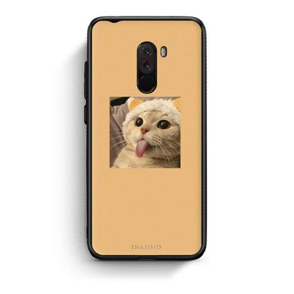 Xiaomi Pocophone F1 Cat Tongue θήκη από τη Smartfits με σχέδιο στο πίσω μέρος και μαύρο περίβλημα | Smartphone case with colorful back and black bezels by Smartfits