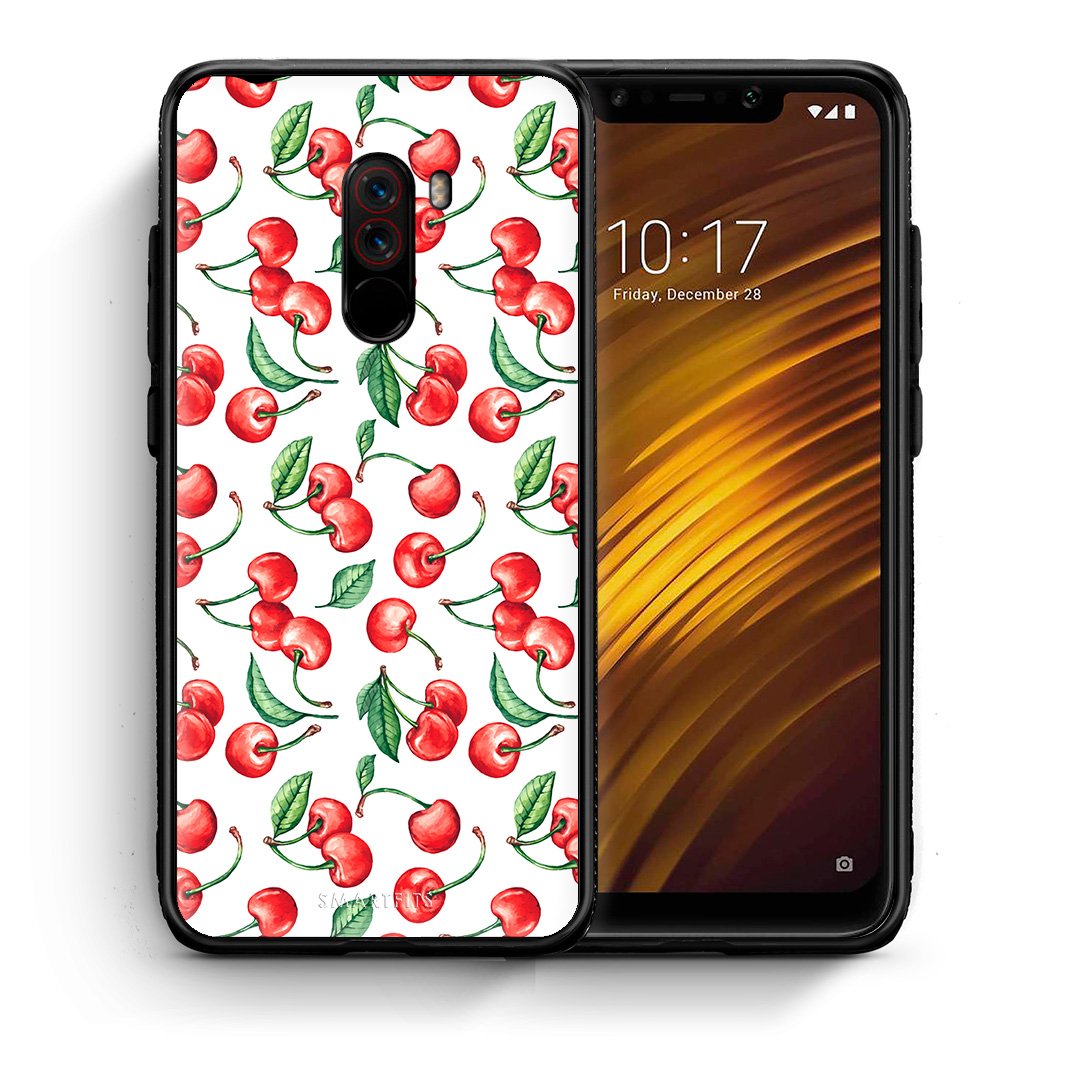 Θήκη Xiaomi Pocophone F1 Cherry Summer από τη Smartfits με σχέδιο στο πίσω μέρος και μαύρο περίβλημα | Xiaomi Pocophone F1 Cherry Summer case with colorful back and black bezels