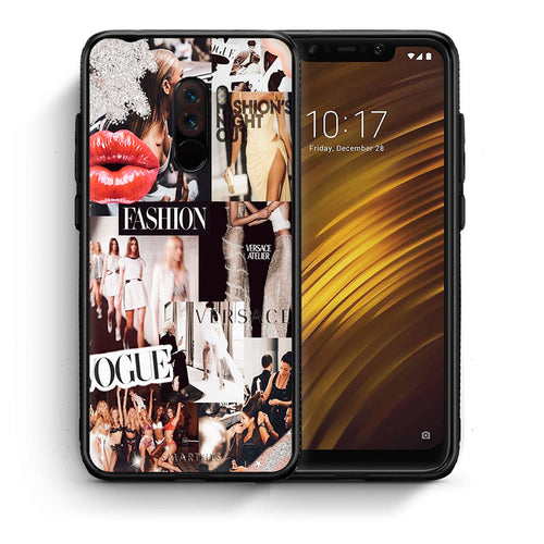 Θήκη Αγίου Βαλεντίνου Xiaomi Pocophone F1 Collage Fashion από τη Smartfits με σχέδιο στο πίσω μέρος και μαύρο περίβλημα | Xiaomi Pocophone F1 Collage Fashion case with colorful back and black bezels