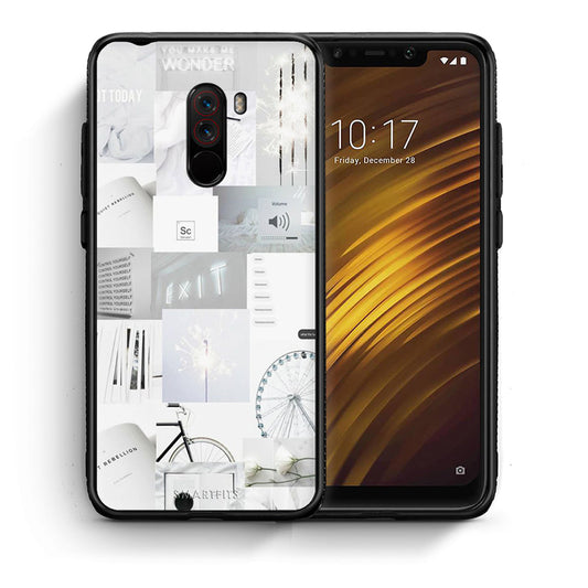 Θήκη Αγίου Βαλεντίνου Xiaomi Pocophone F1 Collage Make Me Wonder από τη Smartfits με σχέδιο στο πίσω μέρος και μαύρο περίβλημα | Xiaomi Pocophone F1 Collage Make Me Wonder case with colorful back and black bezels