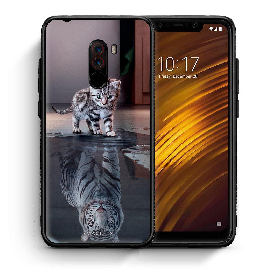 Θήκη Xiaomi Pocophone F1 Tiger Cute από τη Smartfits με σχέδιο στο πίσω μέρος και μαύρο περίβλημα | Xiaomi Pocophone F1 Tiger Cute case with colorful back and black bezels