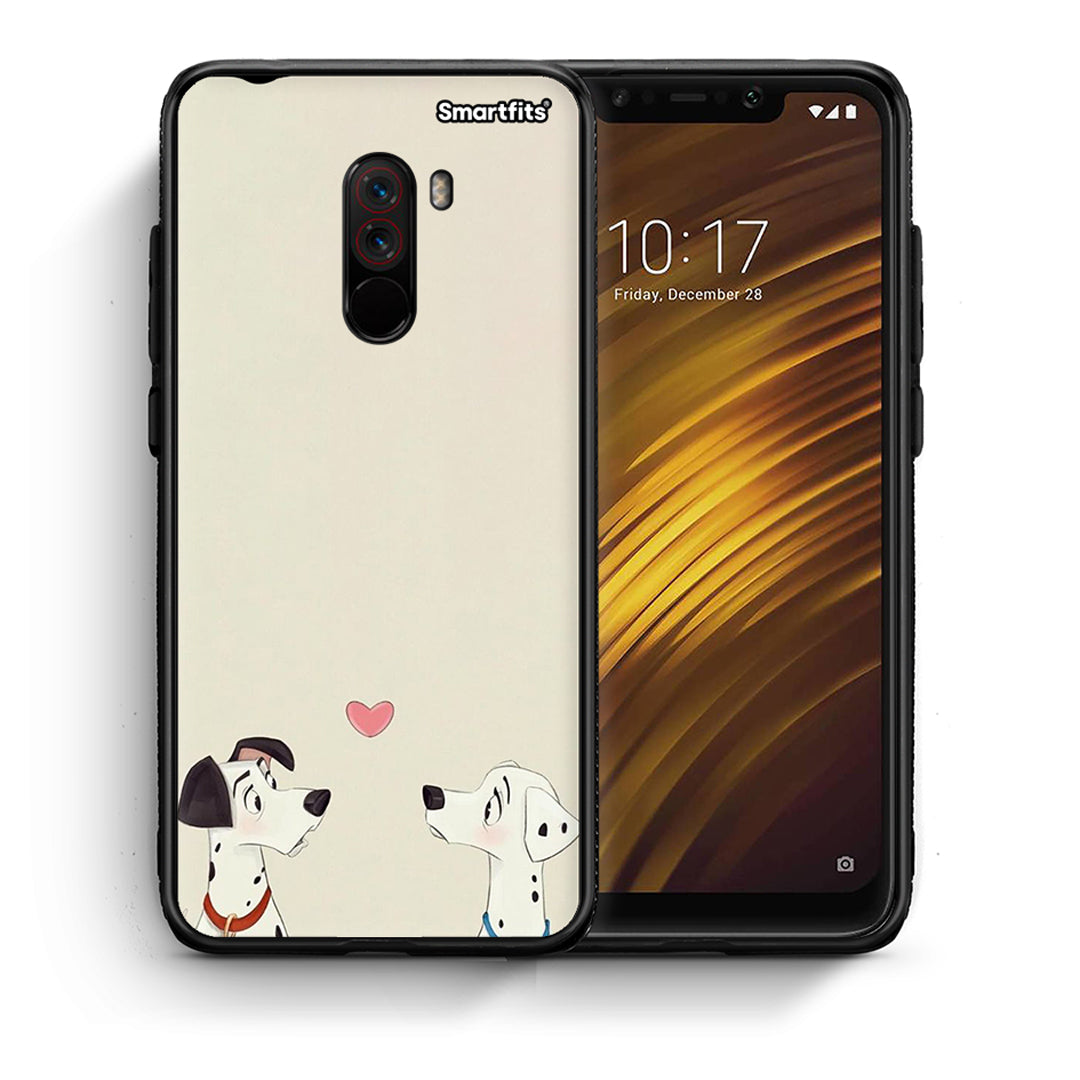 Θήκη Xiaomi Pocophone F1 Dalmatians Love από τη Smartfits με σχέδιο στο πίσω μέρος και μαύρο περίβλημα | Xiaomi Pocophone F1 Dalmatians Love case with colorful back and black bezels