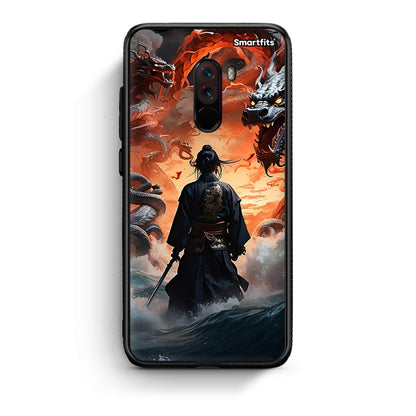 Xiaomi Pocophone F1 Dragons Fight θήκη από τη Smartfits με σχέδιο στο πίσω μέρος και μαύρο περίβλημα | Smartphone case with colorful back and black bezels by Smartfits