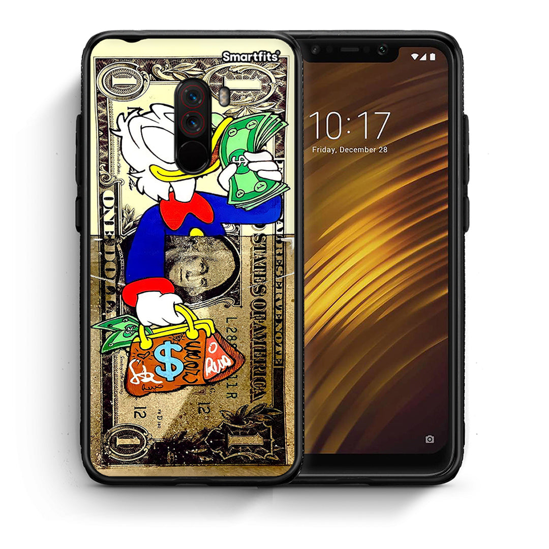 Θήκη Xiaomi Pocophone F1 Duck Money από τη Smartfits με σχέδιο στο πίσω μέρος και μαύρο περίβλημα | Xiaomi Pocophone F1 Duck Money case with colorful back and black bezels