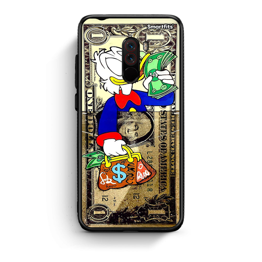 Xiaomi Pocophone F1 Duck Money Θήκη από τη Smartfits με σχέδιο στο πίσω μέρος και μαύρο περίβλημα | Smartphone case with colorful back and black bezels by Smartfits