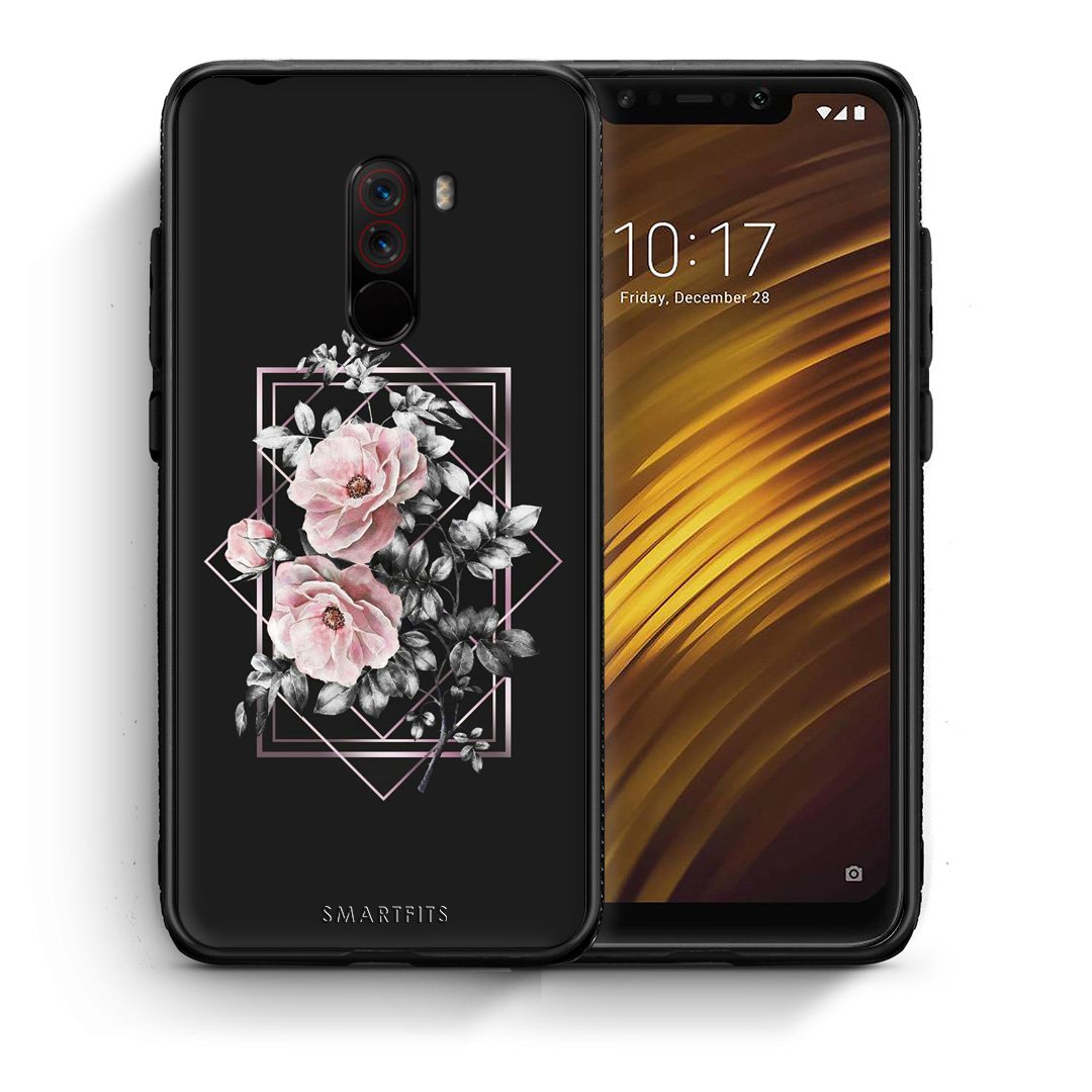 Θήκη Xiaomi Pocophone F1 Frame Flower από τη Smartfits με σχέδιο στο πίσω μέρος και μαύρο περίβλημα | Xiaomi Pocophone F1 Frame Flower case with colorful back and black bezels