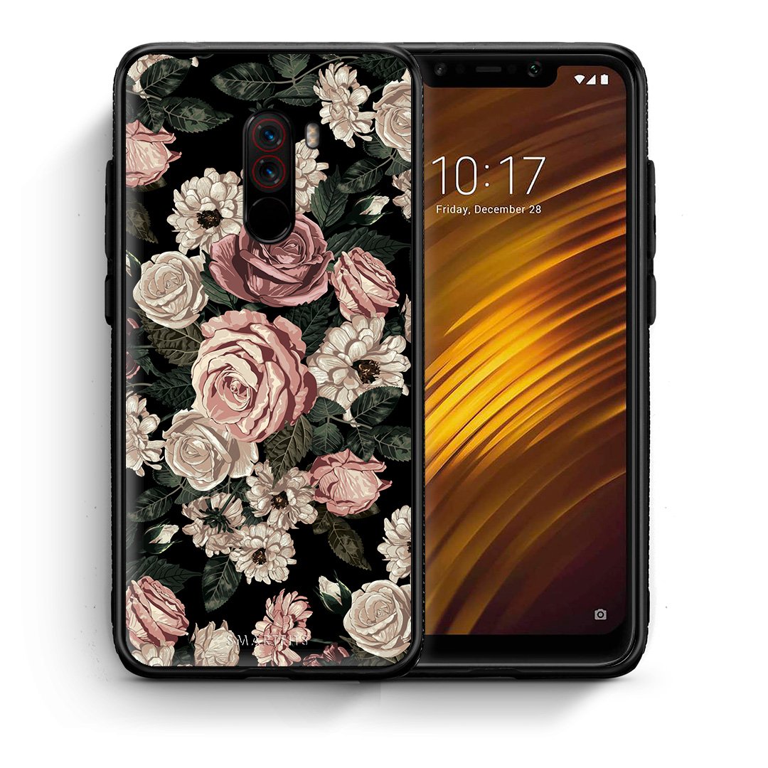 Θήκη Xiaomi Pocophone F1 Wild Roses Flower από τη Smartfits με σχέδιο στο πίσω μέρος και μαύρο περίβλημα | Xiaomi Pocophone F1 Wild Roses Flower case with colorful back and black bezels
