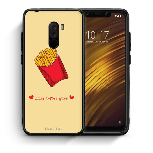 Θήκη Αγίου Βαλεντίνου Xiaomi Pocophone F1 Fries Before Guys από τη Smartfits με σχέδιο στο πίσω μέρος και μαύρο περίβλημα | Xiaomi Pocophone F1 Fries Before Guys case with colorful back and black bezels