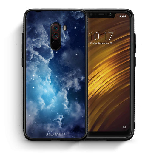 Θήκη Xiaomi Pocophone F1 Blue Sky Galaxy από τη Smartfits με σχέδιο στο πίσω μέρος και μαύρο περίβλημα | Xiaomi Pocophone F1 Blue Sky Galaxy case with colorful back and black bezels