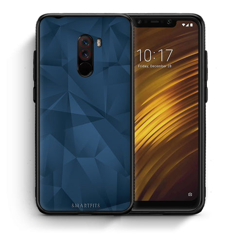 Θήκη Xiaomi Pocophone F1 Blue Abstract Geometric από τη Smartfits με σχέδιο στο πίσω μέρος και μαύρο περίβλημα | Xiaomi Pocophone F1 Blue Abstract Geometric case with colorful back and black bezels