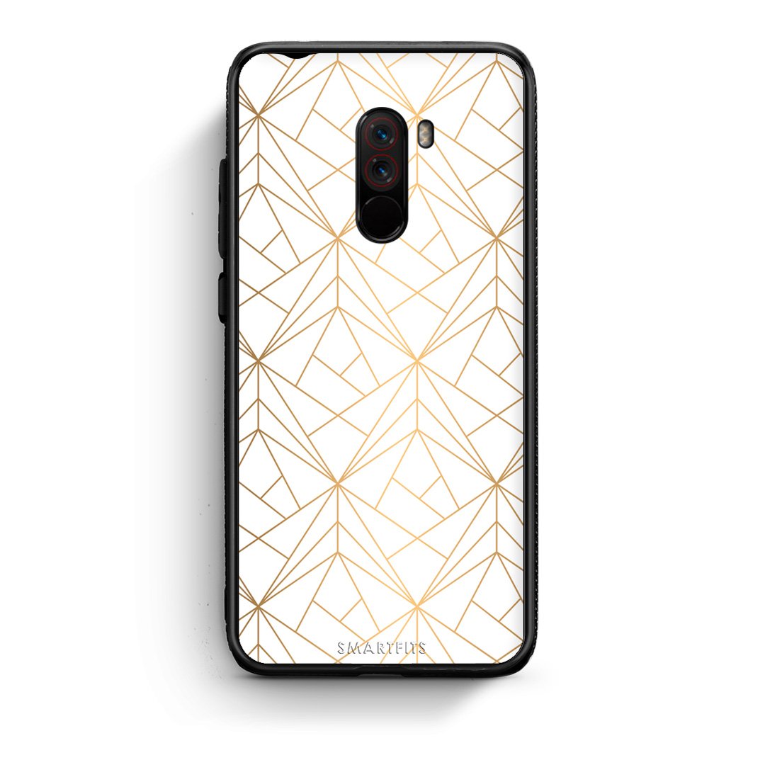 111 - Xiaomi Pocophone F1  Luxury White Geometric case, cover, bumper