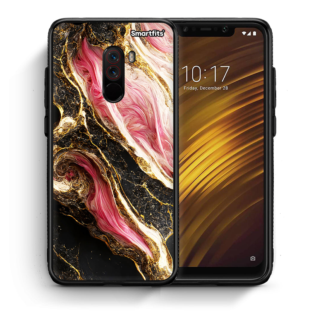 Θήκη Xiaomi Pocophone F1 Glamorous Pink Marble από τη Smartfits με σχέδιο στο πίσω μέρος και μαύρο περίβλημα | Xiaomi Pocophone F1 Glamorous Pink Marble case with colorful back and black bezels