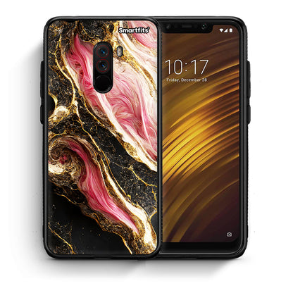 Θήκη Xiaomi Pocophone F1 Glamorous Pink Marble από τη Smartfits με σχέδιο στο πίσω μέρος και μαύρο περίβλημα | Xiaomi Pocophone F1 Glamorous Pink Marble case with colorful back and black bezels