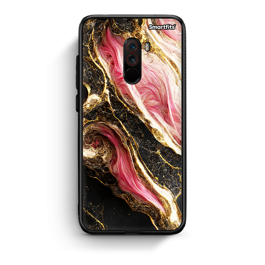 Xiaomi Pocophone F1 Glamorous Pink Marble θήκη από τη Smartfits με σχέδιο στο πίσω μέρος και μαύρο περίβλημα | Smartphone case with colorful back and black bezels by Smartfits