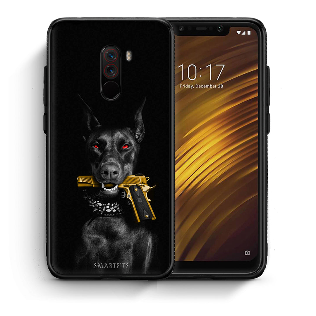 Θήκη Αγίου Βαλεντίνου Xiaomi Pocophone F1 Golden Gun από τη Smartfits με σχέδιο στο πίσω μέρος και μαύρο περίβλημα | Xiaomi Pocophone F1 Golden Gun case with colorful back and black bezels