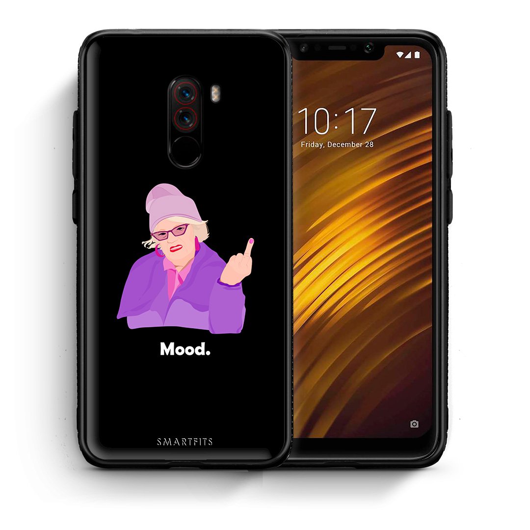 Θήκη Xiaomi Pocophone F1 Grandma Mood Black από τη Smartfits με σχέδιο στο πίσω μέρος και μαύρο περίβλημα | Xiaomi Pocophone F1 Grandma Mood Black case with colorful back and black bezels
