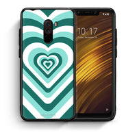 Thumbnail for Θήκη Xiaomi Pocophone F1 Green Hearts από τη Smartfits με σχέδιο στο πίσω μέρος και μαύρο περίβλημα | Xiaomi Pocophone F1 Green Hearts case with colorful back and black bezels