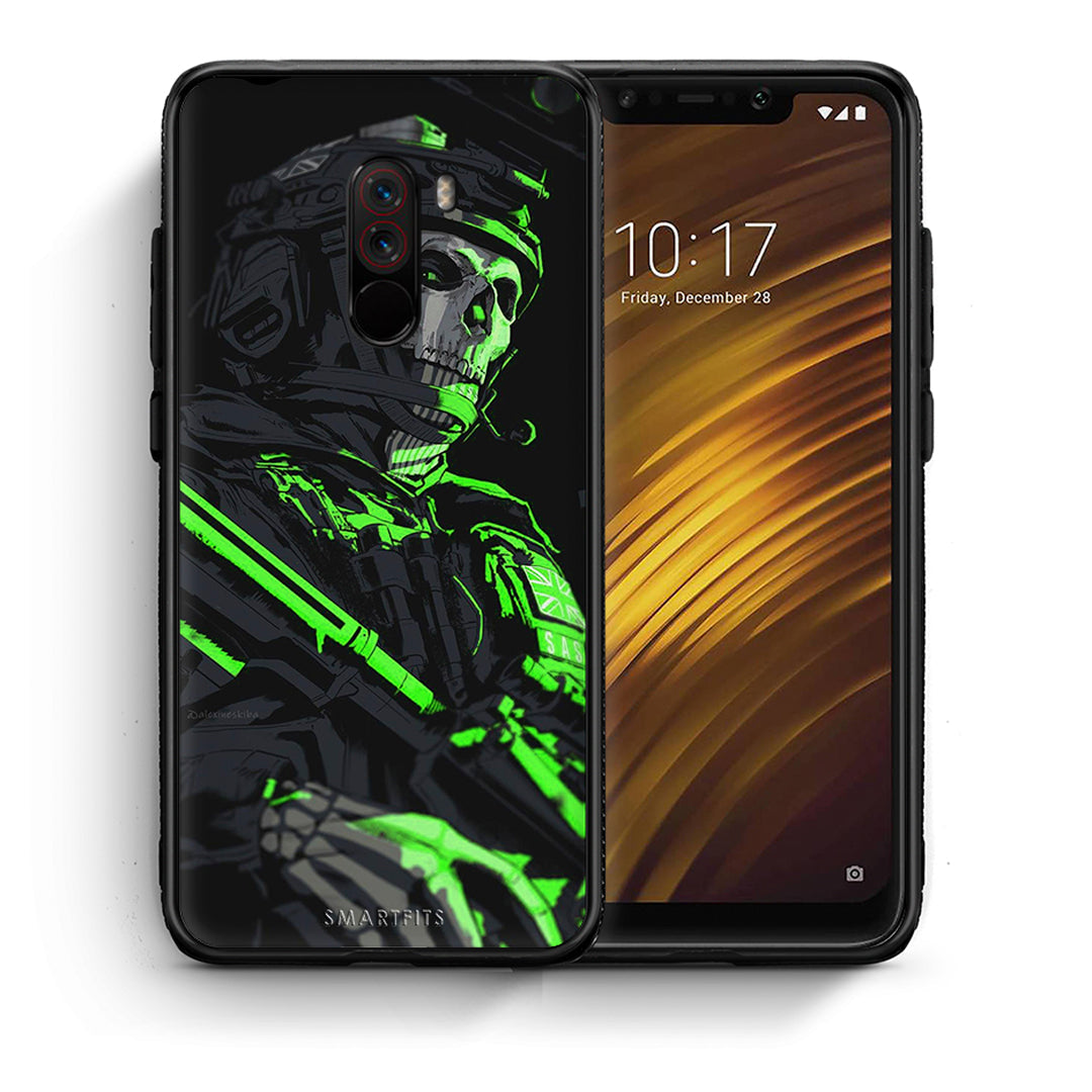 Θήκη Αγίου Βαλεντίνου Xiaomi Pocophone F1 Green Soldier από τη Smartfits με σχέδιο στο πίσω μέρος και μαύρο περίβλημα | Xiaomi Pocophone F1 Green Soldier case with colorful back and black bezels