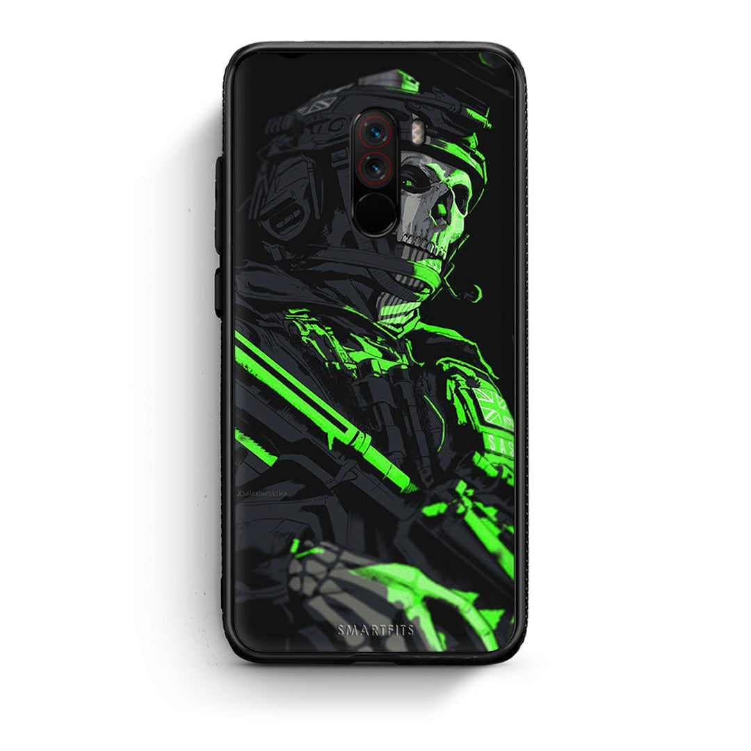 Xiaomi Pocophone F1 Green Soldier Θήκη Αγίου Βαλεντίνου από τη Smartfits με σχέδιο στο πίσω μέρος και μαύρο περίβλημα | Smartphone case with colorful back and black bezels by Smartfits