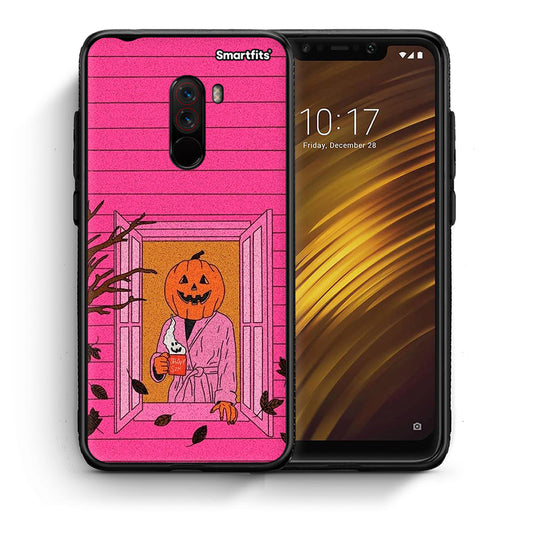 Θήκη Xiaomi Pocophone F1 Halloween Pumpkin Lady από τη Smartfits με σχέδιο στο πίσω μέρος και μαύρο περίβλημα | Xiaomi Pocophone F1 Halloween Pumpkin Lady case with colorful back and black bezels