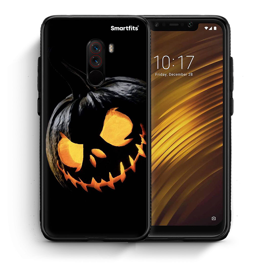 Θήκη Xiaomi Pocophone F1 Halloween Scary Pumpkin από τη Smartfits με σχέδιο στο πίσω μέρος και μαύρο περίβλημα | Xiaomi Pocophone F1 Halloween Scary Pumpkin case with colorful back and black bezels