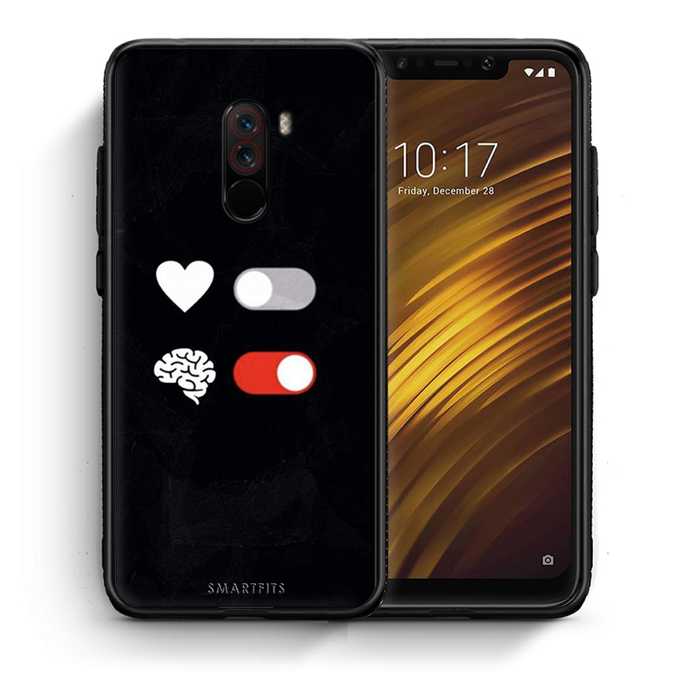 Θήκη Αγίου Βαλεντίνου Xiaomi Pocophone F1 Heart Vs Brain από τη Smartfits με σχέδιο στο πίσω μέρος και μαύρο περίβλημα | Xiaomi Pocophone F1 Heart Vs Brain case with colorful back and black bezels