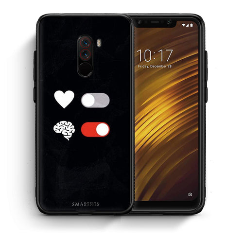 Θήκη Αγίου Βαλεντίνου Xiaomi Pocophone F1 Heart Vs Brain από τη Smartfits με σχέδιο στο πίσω μέρος και μαύρο περίβλημα | Xiaomi Pocophone F1 Heart Vs Brain case with colorful back and black bezels