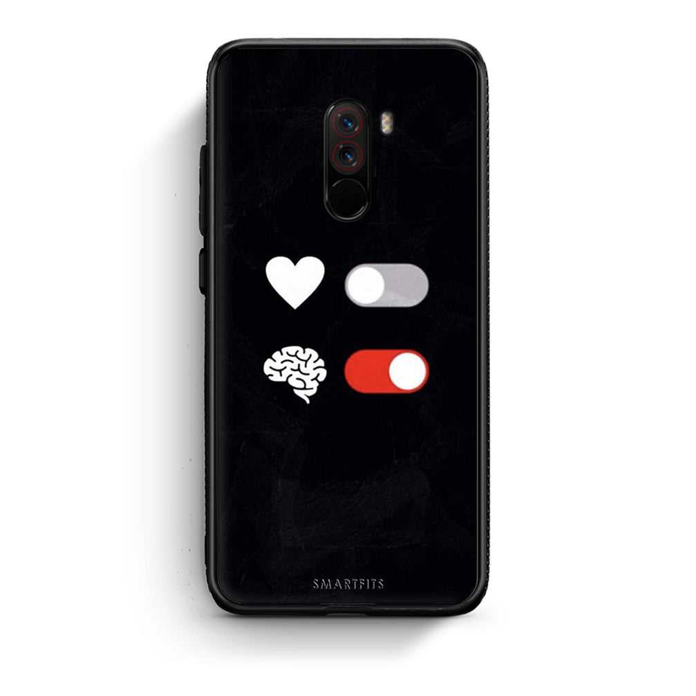 Xiaomi Pocophone F1 Heart Vs Brain Θήκη Αγίου Βαλεντίνου από τη Smartfits με σχέδιο στο πίσω μέρος και μαύρο περίβλημα | Smartphone case with colorful back and black bezels by Smartfits