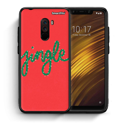 Θήκη Xiaomi Pocophone F1 Jingle Xmas από τη Smartfits με σχέδιο στο πίσω μέρος και μαύρο περίβλημα | Xiaomi Pocophone F1 Jingle Xmas case with colorful back and black bezels