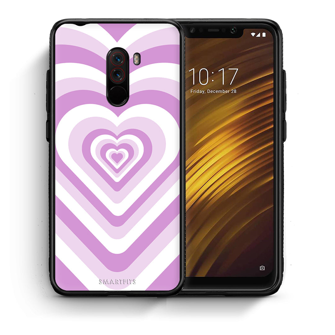 Θήκη Xiaomi Pocophone F1 Lilac Hearts από τη Smartfits με σχέδιο στο πίσω μέρος και μαύρο περίβλημα | Xiaomi Pocophone F1 Lilac Hearts case with colorful back and black bezels