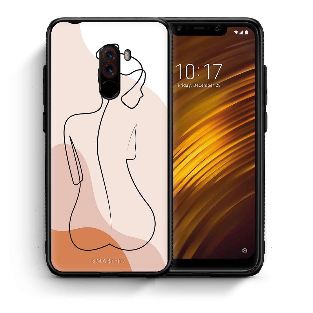 Θήκη Xiaomi Pocophone F1 LineArt Woman από τη Smartfits με σχέδιο στο πίσω μέρος και μαύρο περίβλημα | Xiaomi Pocophone F1 LineArt Woman case with colorful back and black bezels