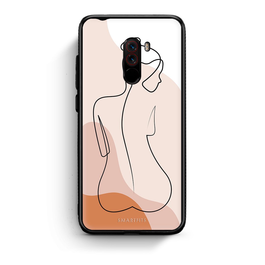 Xiaomi Pocophone F1 LineArt Woman θήκη από τη Smartfits με σχέδιο στο πίσω μέρος και μαύρο περίβλημα | Smartphone case with colorful back and black bezels by Smartfits