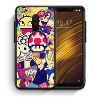 Thumbnail for Θήκη Xiaomi Pocophone F1 Love The 90s από τη Smartfits με σχέδιο στο πίσω μέρος και μαύρο περίβλημα | Xiaomi Pocophone F1 Love The 90s case with colorful back and black bezels