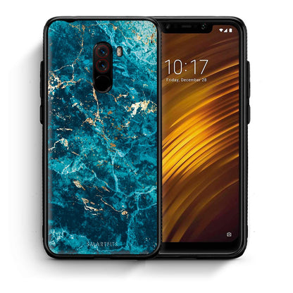 Θήκη Xiaomi Pocophone F1 Marble Blue από τη Smartfits με σχέδιο στο πίσω μέρος και μαύρο περίβλημα | Xiaomi Pocophone F1 Marble Blue case with colorful back and black bezels