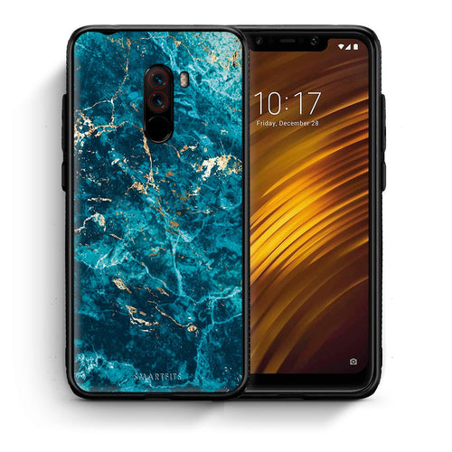 Θήκη Xiaomi Pocophone F1 Marble Blue από τη Smartfits με σχέδιο στο πίσω μέρος και μαύρο περίβλημα | Xiaomi Pocophone F1 Marble Blue case with colorful back and black bezels