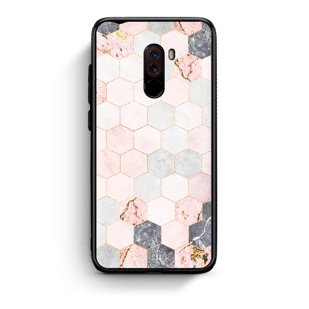 4 - Xiaomi Pocophone F1 Hexagon Pink Marble case, cover, bumper