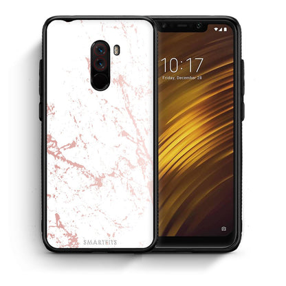 Θήκη Xiaomi Pocophone F1 Pink Splash Marble από τη Smartfits με σχέδιο στο πίσω μέρος και μαύρο περίβλημα | Xiaomi Pocophone F1 Pink Splash Marble case with colorful back and black bezels