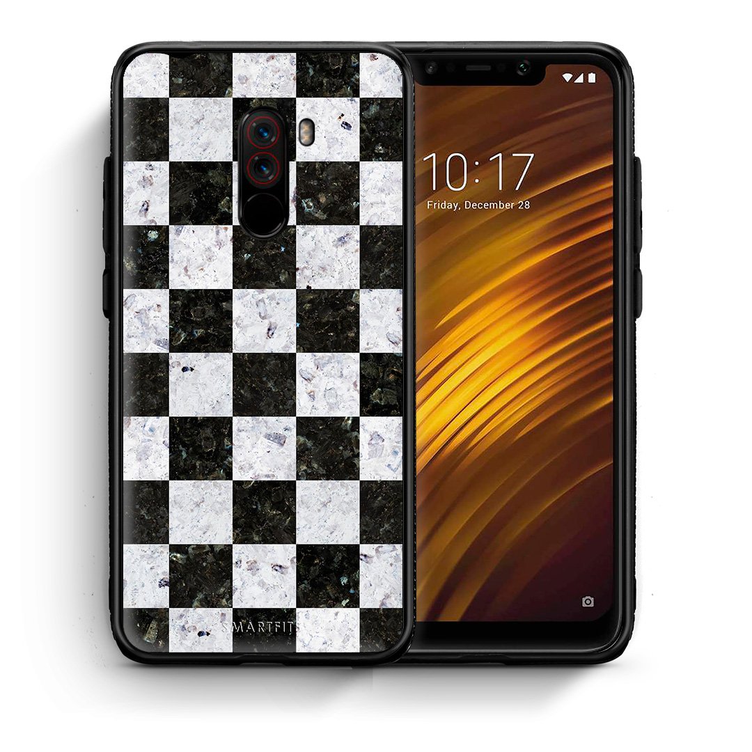Θήκη Xiaomi Pocophone F1 Square Geometric Marble από τη Smartfits με σχέδιο στο πίσω μέρος και μαύρο περίβλημα | Xiaomi Pocophone F1 Square Geometric Marble case with colorful back and black bezels