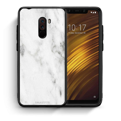 Θήκη Xiaomi Pocophone F1 White Marble από τη Smartfits με σχέδιο στο πίσω μέρος και μαύρο περίβλημα | Xiaomi Pocophone F1 White Marble case with colorful back and black bezels