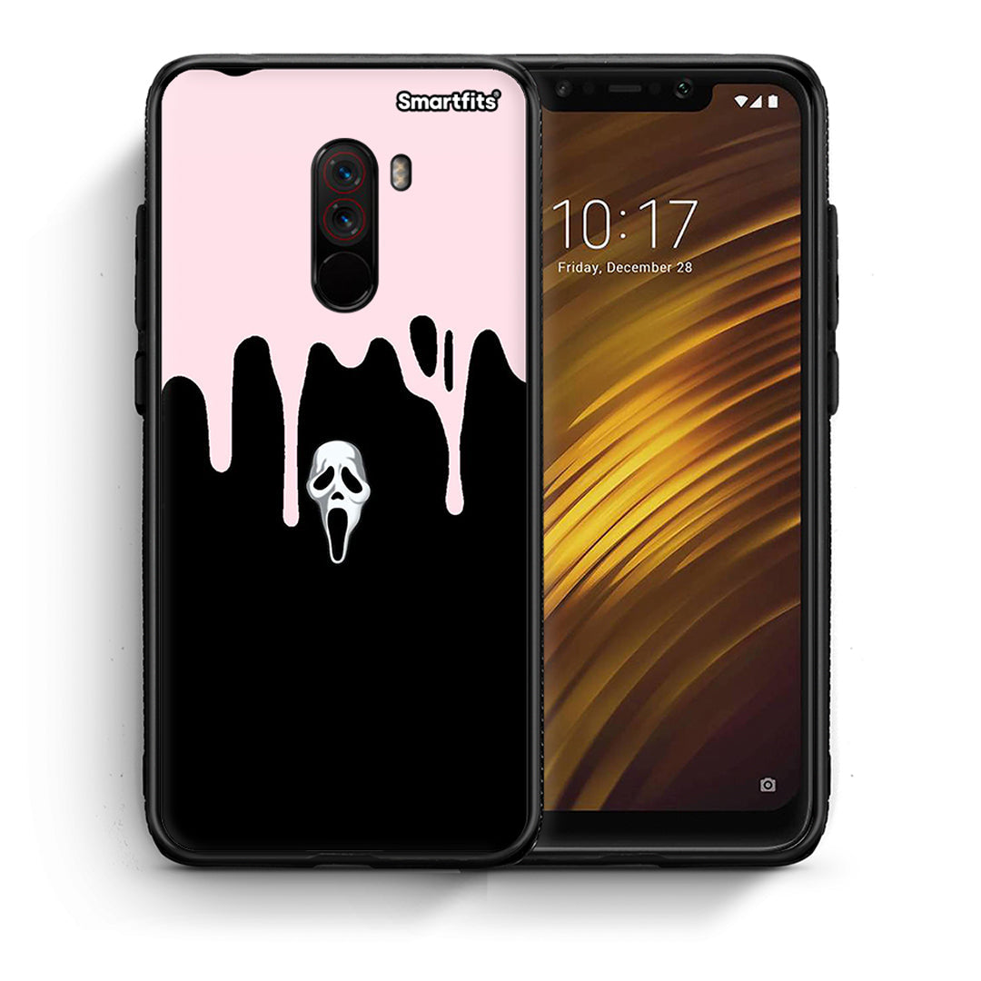 Θήκη Xiaomi Pocophone F1 Melting Halloween Mask από τη Smartfits με σχέδιο στο πίσω μέρος και μαύρο περίβλημα | Xiaomi Pocophone F1 Melting Halloween Mask case with colorful back and black bezels