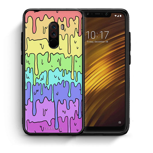 Θήκη Xiaomi Pocophone F1 Melting Rainbow από τη Smartfits με σχέδιο στο πίσω μέρος και μαύρο περίβλημα | Xiaomi Pocophone F1 Melting Rainbow case with colorful back and black bezels
