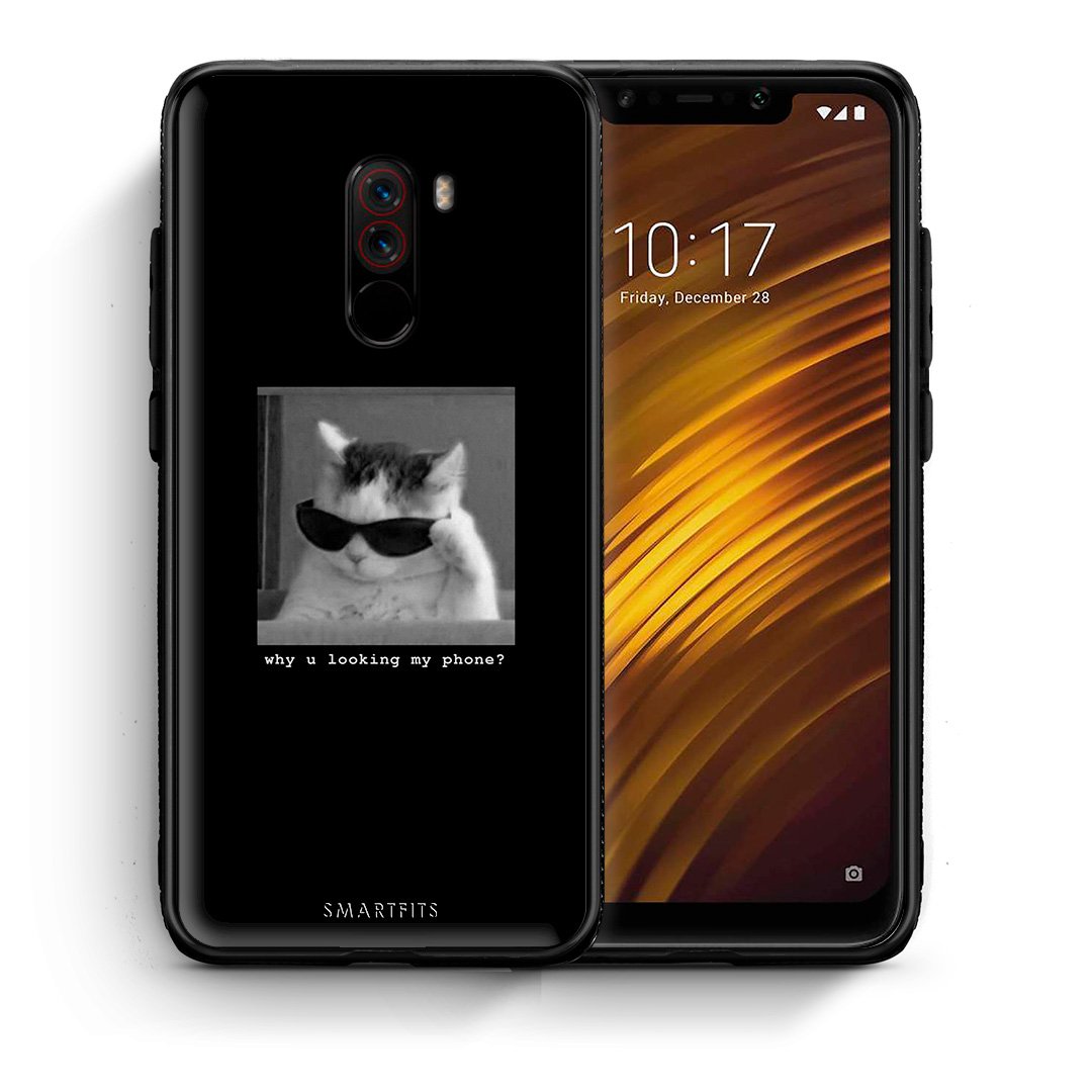 Θήκη Xiaomi Pocophone F1 Meme Cat από τη Smartfits με σχέδιο στο πίσω μέρος και μαύρο περίβλημα | Xiaomi Pocophone F1 Meme Cat case with colorful back and black bezels